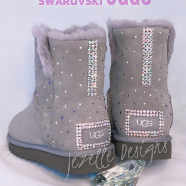 Swarovski Rhinestone Uggs, Personalized Custom Ugg Australia Authentic Boots in Lavendar, UGG Boots Jeweled w/ Swarovski Crystals