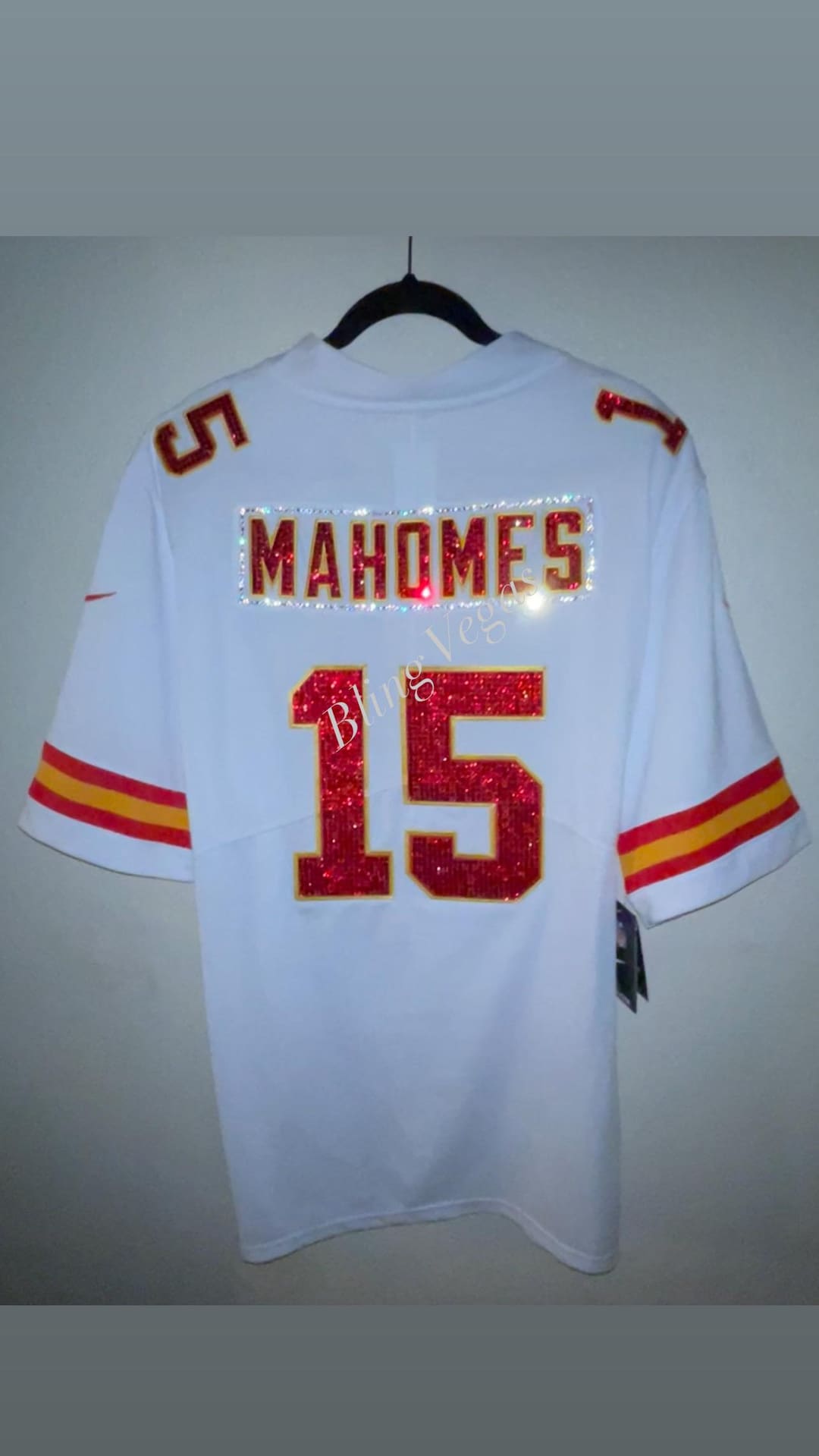 Custom Crystal KC Chiefs Mahomes Kelce Jerseys Deposit. Rhinestone ...
