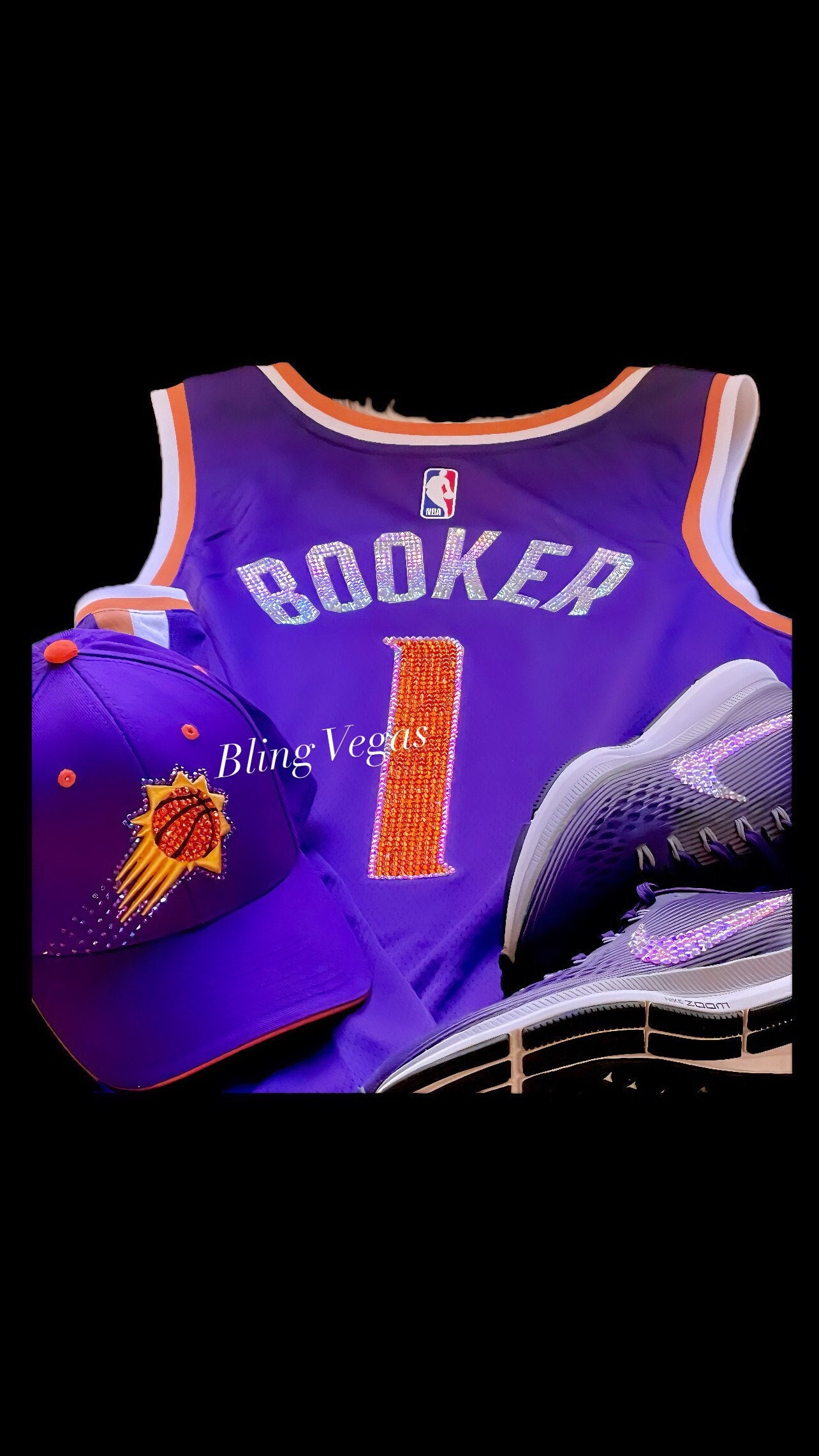 Custom Bling SUNS Jersey, Embellished Rhinestone Bedazzled Phoenix