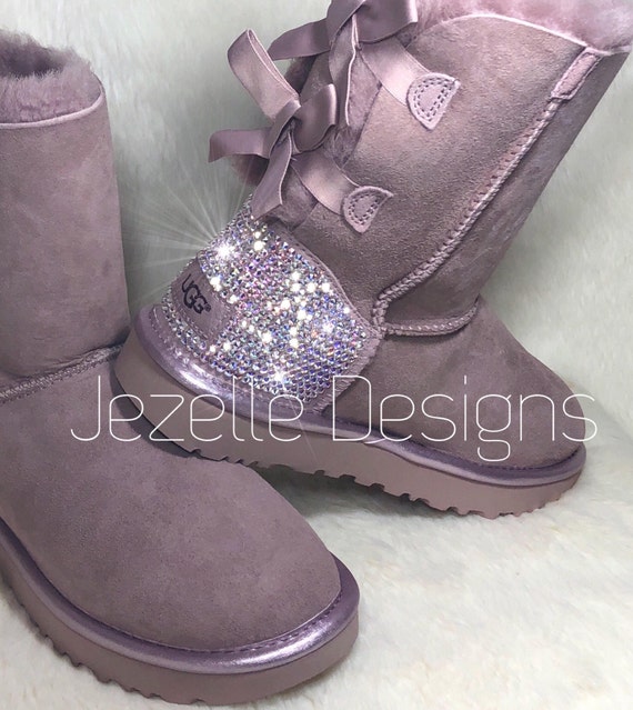 Bling UGGS 3 BOWS Tall Bailey BOW Ugg Boots Custom Hand 