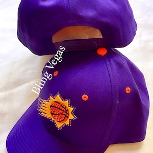 Blinged Out Phoenix Suns Cap Snapback, Embellished Rhinestone Jeweled Purple Basketball SUNS Hat