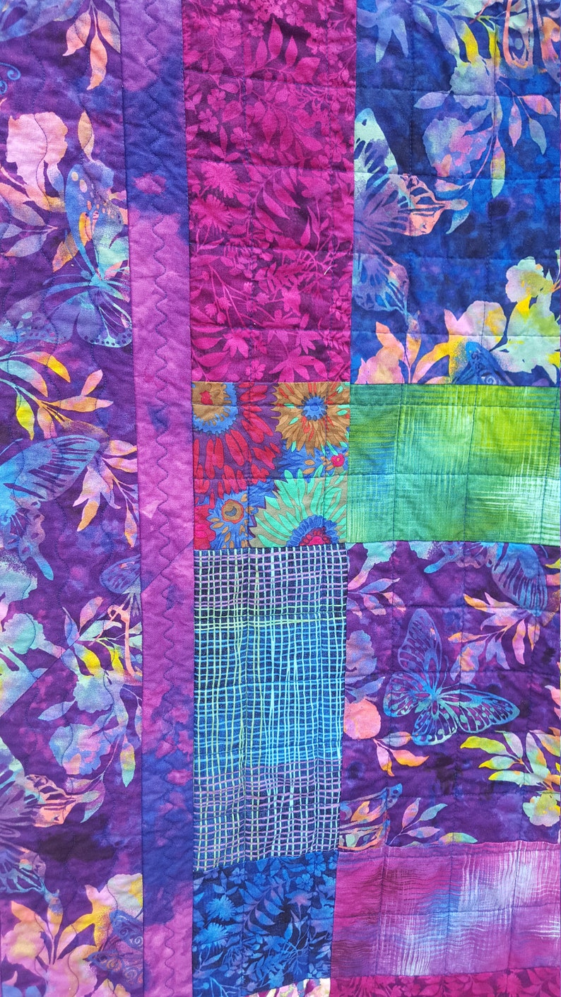 Large Handmade Quilt 65 X 77 Blue Quilt Full Etsy