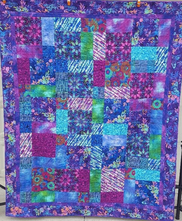 Large Handmade Quilt 65 X 77 Blue Quilt Full Etsy