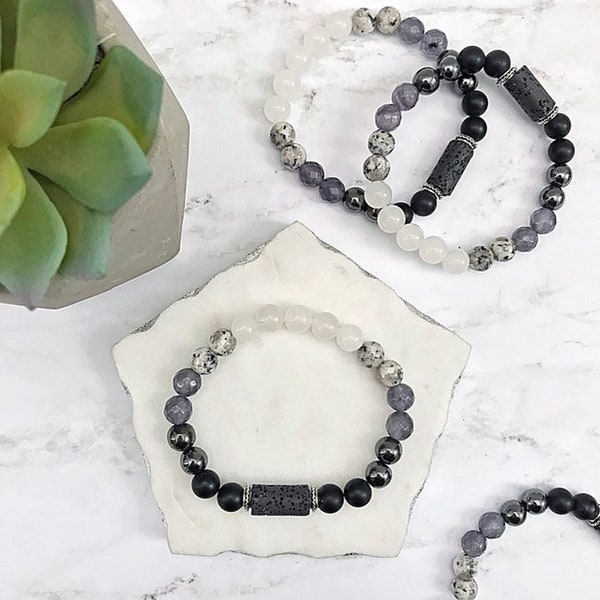 Moon Phase Bracelet | Diffuser Bracelet | Essential Oil Bracelet | Lava Bead Bracelet | Crystal Healing | Celestial Bracelet | Yoga Bracelet