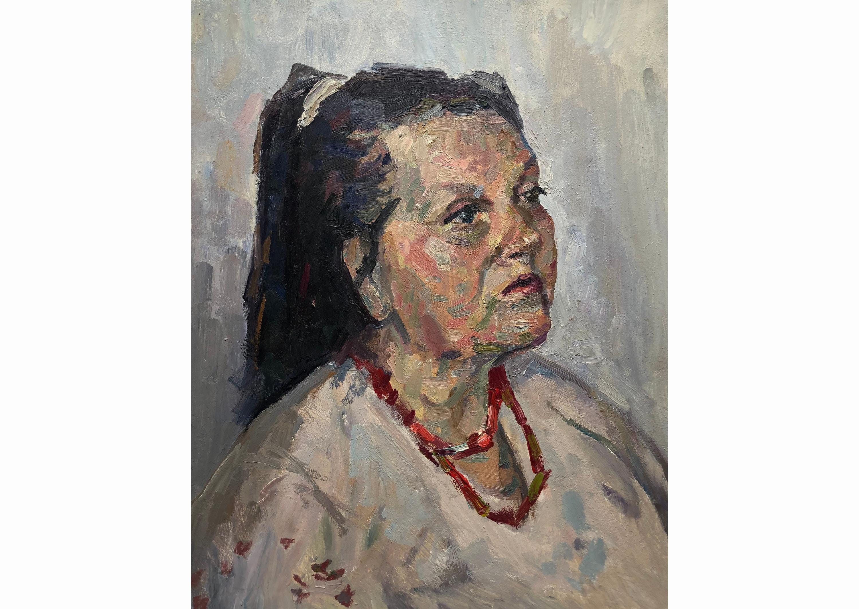 VINTAGE FEMALE PORTRAIT Original Oil Painting by Soviet Ukrainian ...