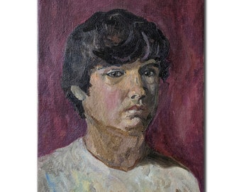 PORTRAIT OF A GIRL Original oil painting on board by a Ukraine artist S.Riepka, Portrait of a woman, Female portrait 16.5x12.9 inch Wall art