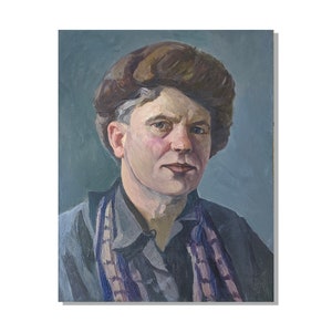 RETRATO MASCULINO Pintura al óleo original vintage del artista ucraniano soviético O. Danchenko década de 1970, obra de arte de alta calidad, única en su tipo, retrato de hombre