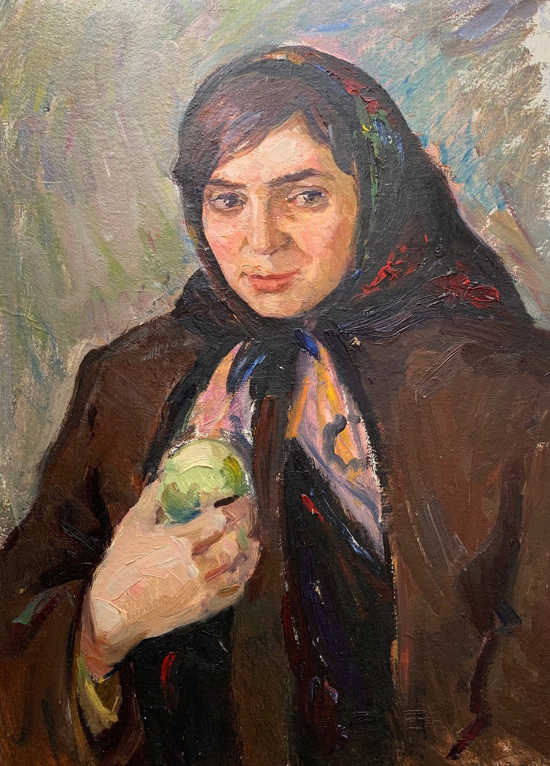 VINTAGE FEMALE PORTRAIT Original Oil Painting by Soviet Ukrainian ...