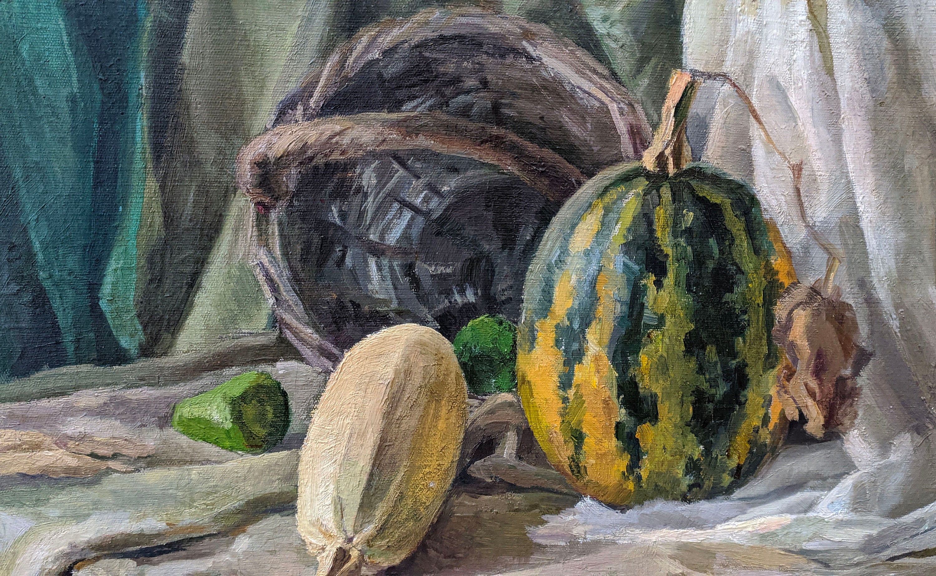 STILL LIFE With VEGETABLES Vintage Original Oil Painting on Canvas by ...