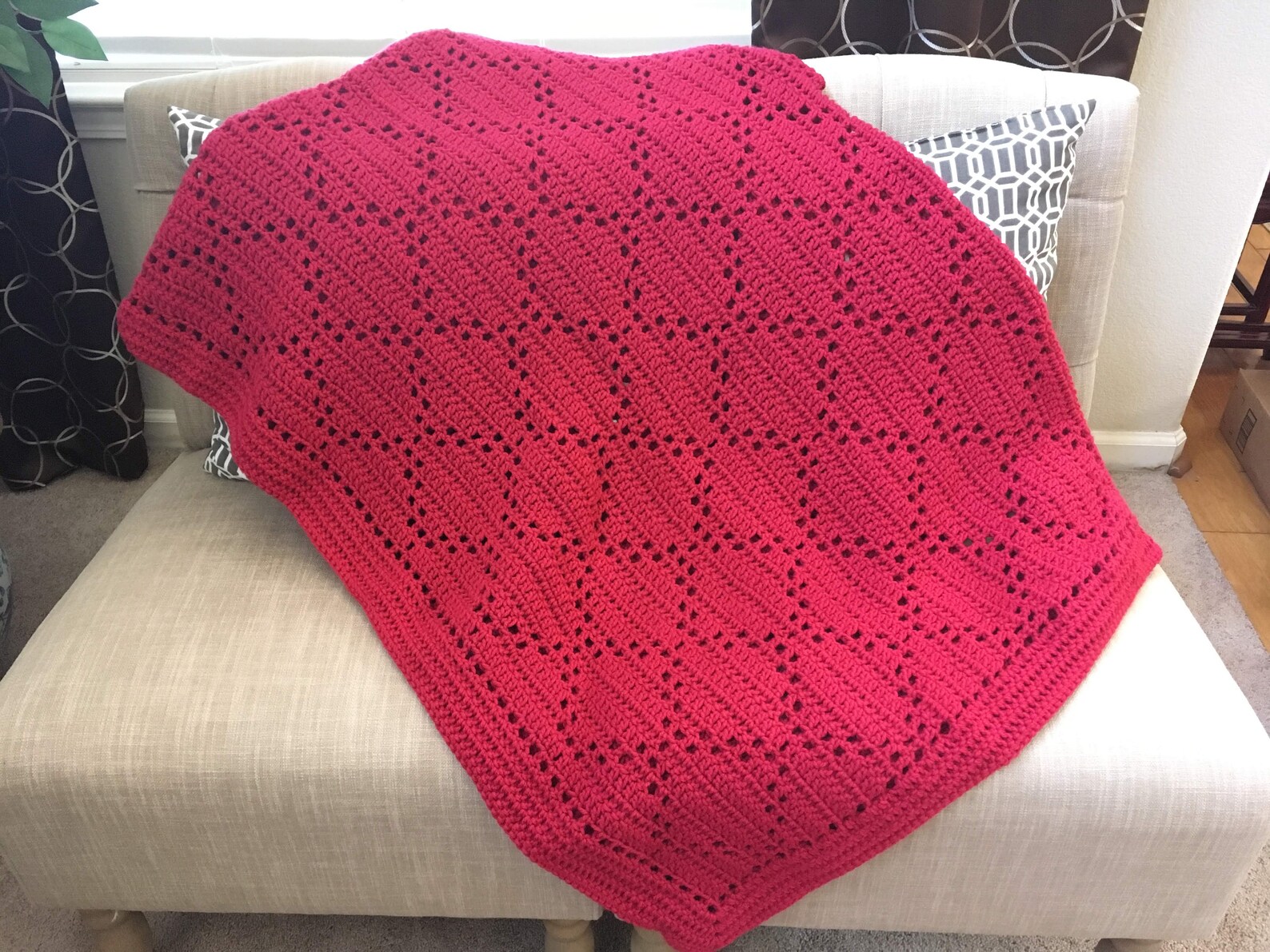 Red Blanket Red Afghan Red Crochet Blanket Crochet Blanket Etsy