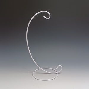 White Metal Ornament Stand: Handmade Collectible Display (9 inch)