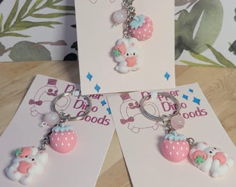 Anime Keychain| Kawaii | Bead | Bunny | Strawberry | Cute | Pink | Glitter | Heart