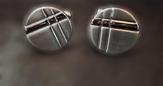 Silver-tone round cufflinks - image 1
