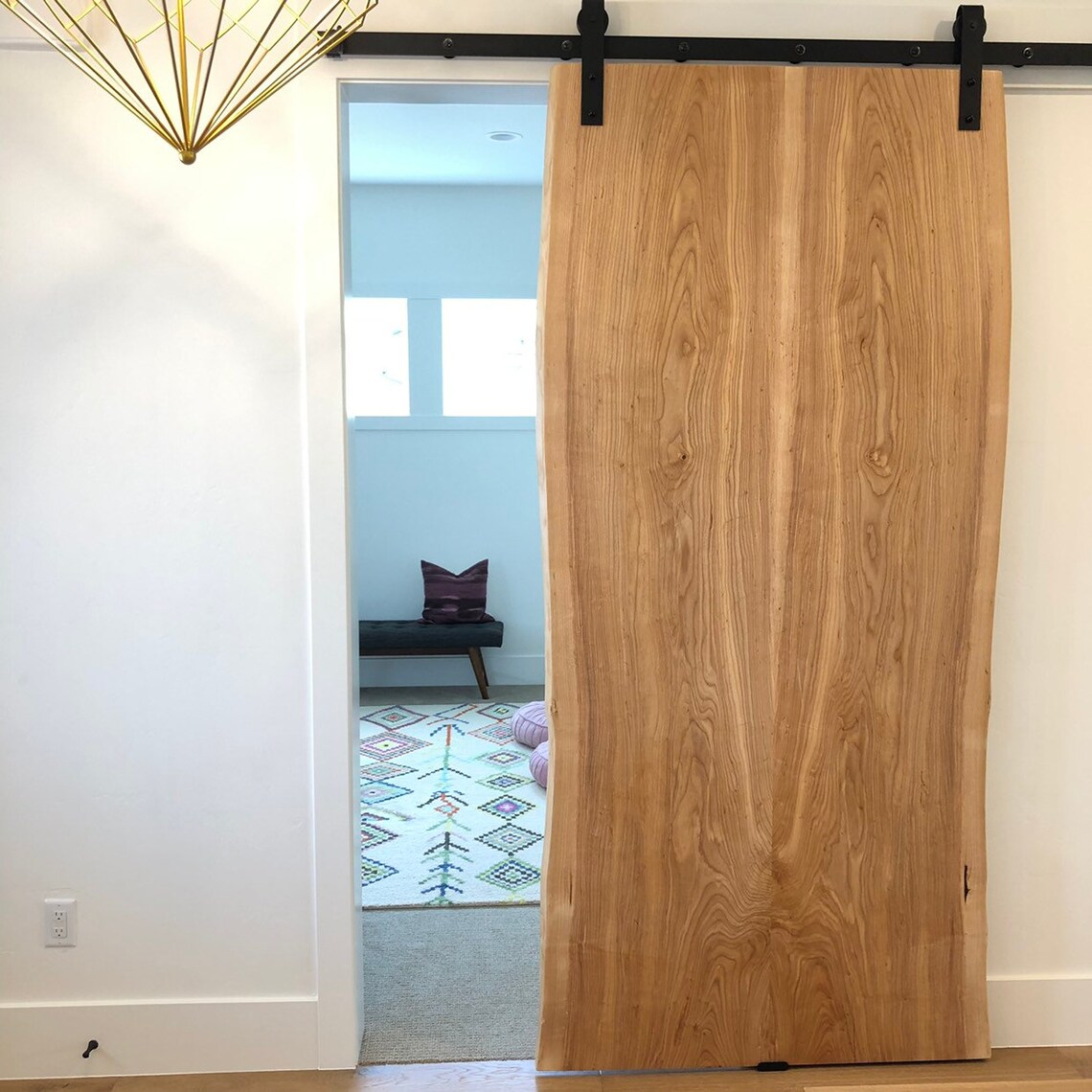 Sliding Barn Door Live Edge Walnut Slab Etsy Canada