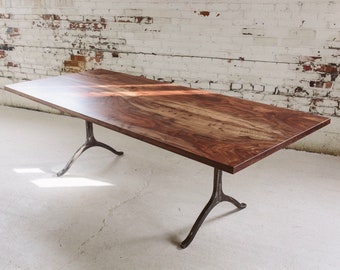 Claro Walnut Dining Table | Steel Wishbone Legs | Modern Conference Table