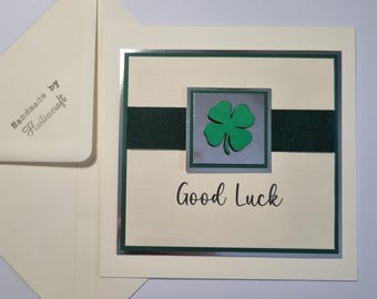 Handmade four leaf clover good luck card