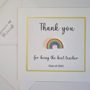 Handmade rainbow teacher card