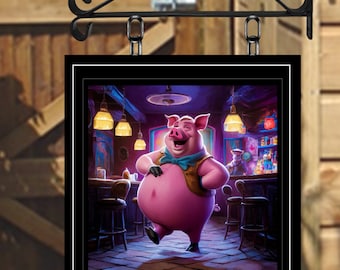 The Pork Scratch Inn Personalised Swinging Custom made Hanging Pub and Bar Sign Various sizes