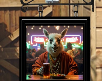 The Laughing Lama Personalised Swinging Custom made Hanging Pub and Bar Sign Various sizes