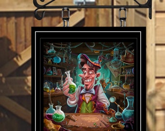 The Tipsy Alchemist Personalised Swinging Custom made Hanging Pub and Bar Sign Various sizes