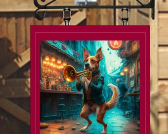 The Dog & Trumpet Personalised Swinging Custom made Hanging Pub and Bar Sign Various sizes