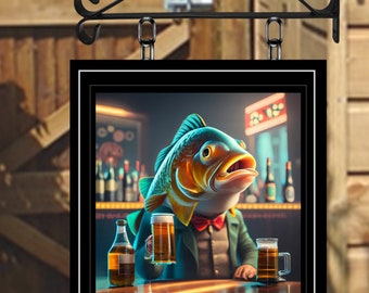 The Fish Pond Personalised Swinging Custom made Hanging Pub and Bar Sign Various sizes