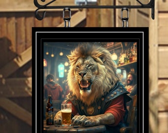 The Lion Arms Personalised Swinging Custom made Hanging Pub and Bar Sign Various sizes