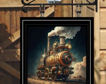 The Steam Train Personalised Swinging Custom made Hanging Pub and Bar Sign Various sizes