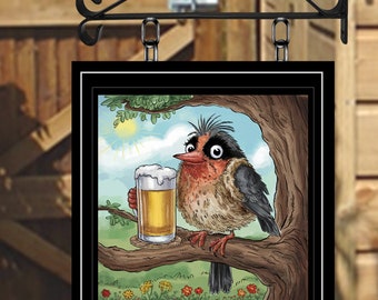 The Tipsy Robin Personalised Swinging Custom made Hanging Pub and Bar Sign Various sizes