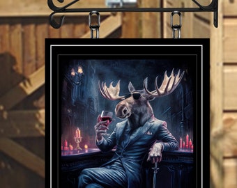 The Blind Moose Personalised Swinging Custom made Hanging Pub and Bar Sign Various sizes