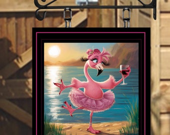 The Pink Flamingo Personalised Swinging Custom made Hanging Pub and Bar Sign Various sizes