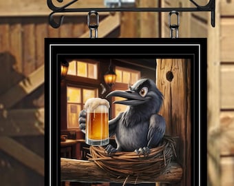 The Crows Nest Personalised Swinging Custom made Hanging Pub and Bar Sign Various sizes