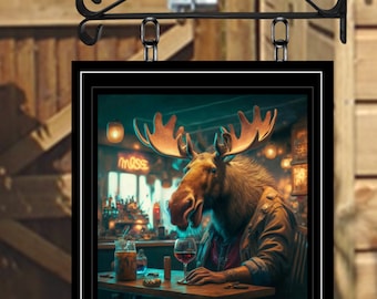The Moose Inn Personalised Swinging Custom made Hanging Pub and Bar Sign Various sizes