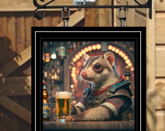 The Ferret Personalised Swinging Custom made Hanging Pub and Bar Sign Various sizes