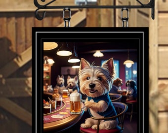 The West Highland Terrier Personalised Swinging Custom made Hanging Pub and Bar Sign Various sizes