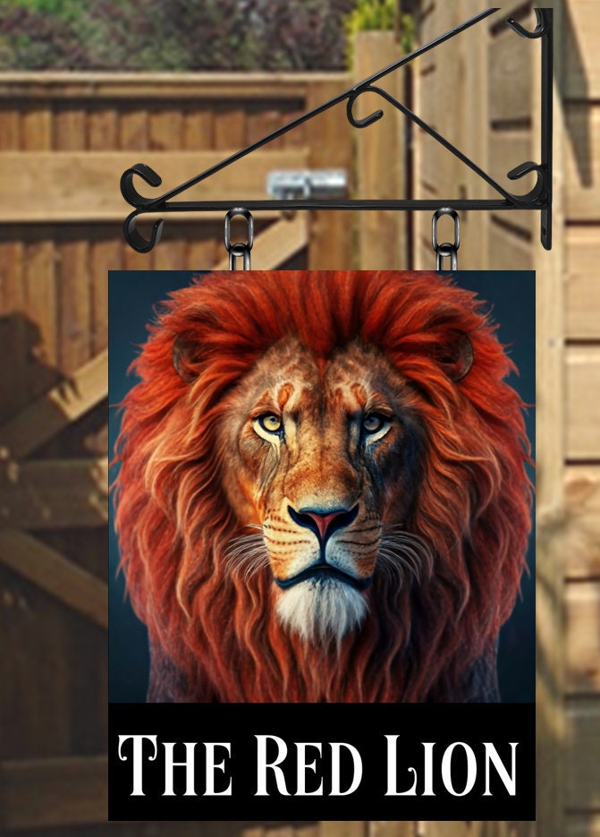 The Red Lion Personalised Swinging Custom made Hanging Pub and Bar Sign Various sizes