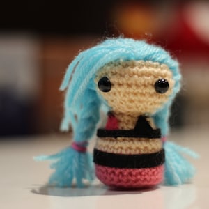 Mini Girl Blue Braids Amigurumi