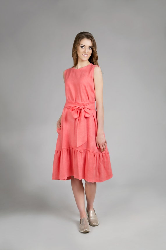 KINROSS Cashmere Linen Button Front Dress Flax Taupe LSSL3-181