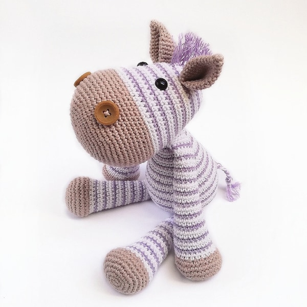 READY TO SHIP, Crochet Toy,  Crochet Animal, Zebra toy, Amigurumi, Handmade Doll, Stuffed Toy, Custom Color Toy, Gift for a girl boy