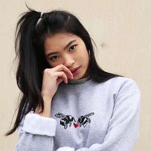 Embroidered 'meant to bee' Valentine sweater image 1