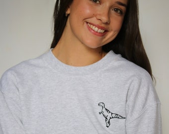 Embroidered Dinosaur Unisex Sweater