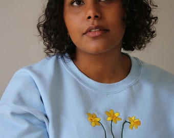 Trio of Daffodil  Sweater , daffodil sweater, daffodil design