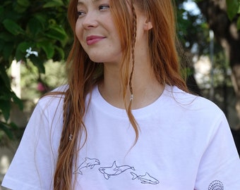 ocean design embroidered t-shirt - ocean tee , embroidered shells