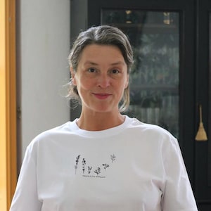 Embroidered Wildflower Organic T-Shirt - Pale Blue Unisex Tee