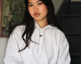 Embroidered Mini Bee Hoodie: Cosy Unisex Fit