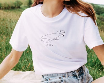 T - Rex embroidered t-shirt - unisex tshirt - dinosaur embroidered tee - dinosaur gift idea - cute dinosaur t-shirt