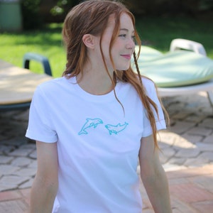 Holographic Dolphin embroidered T-shirt dolphin t-shirt, embroidered dolphin tee , dolphins image 2