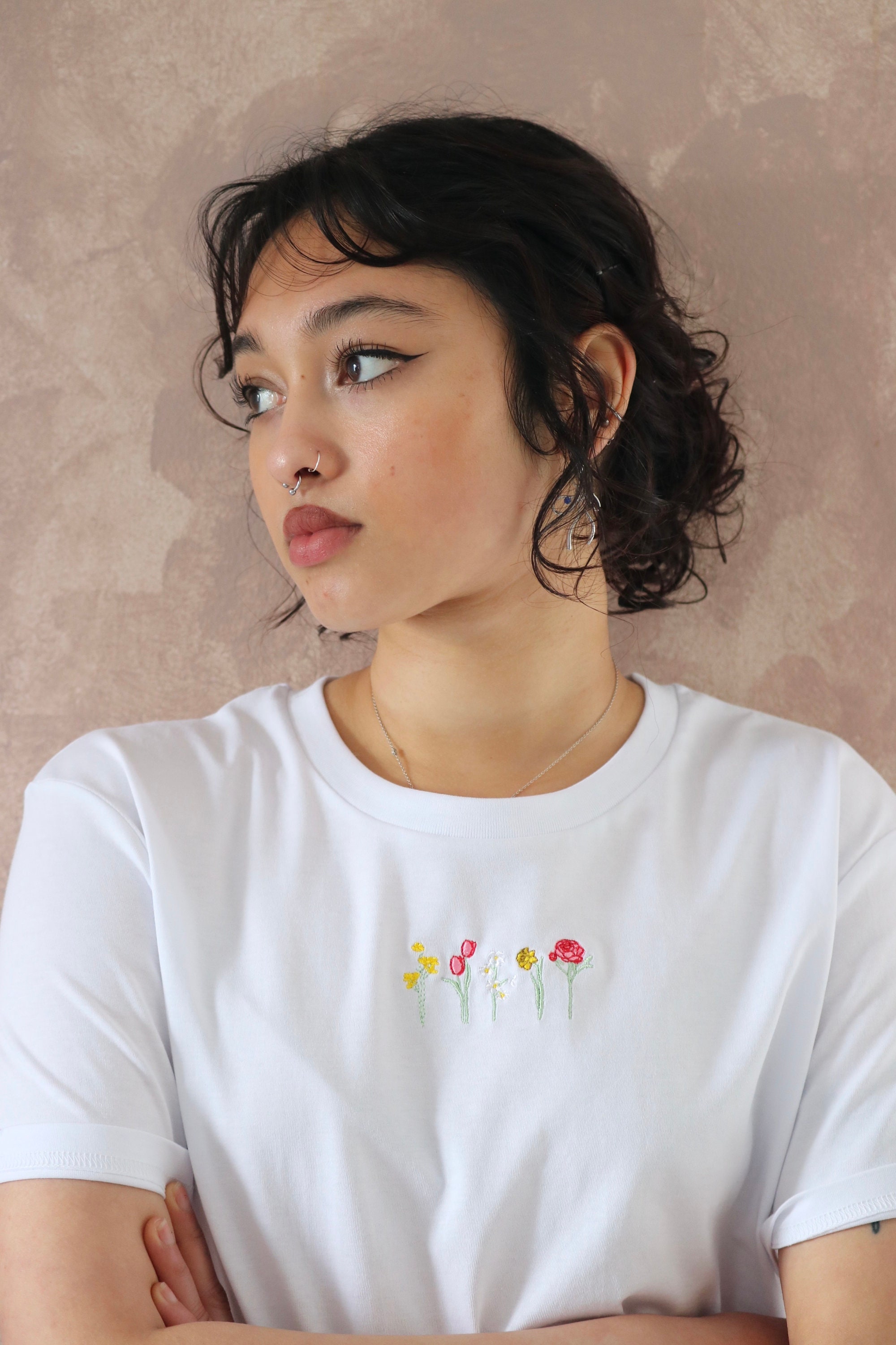 tinytinydoors Tシャツ 80 Flower Alice in Wonderland Kids T-shirt Flower Bouquet Flower and