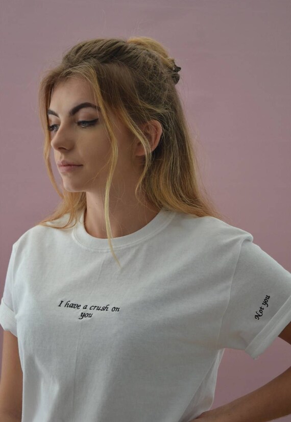 Embroidered slogan t shirt Clearance