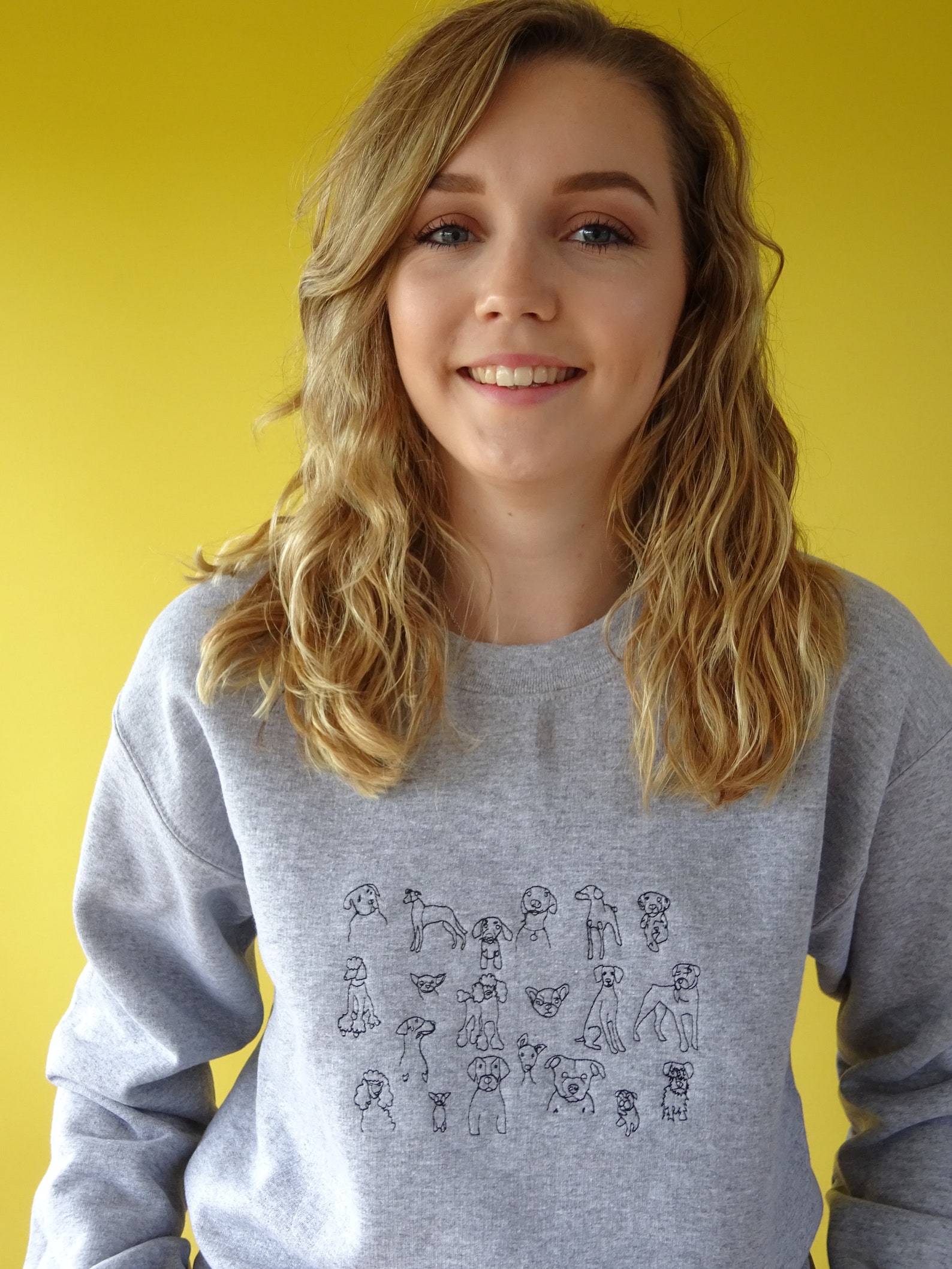 Embroidered doodle dog Sweater Etsy